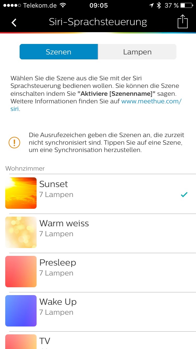 Philips Hue App: Siri Unterstützung