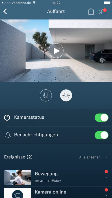Bosch Eyes: Außenkamera mit Gegensprechanlage und Beleuchtung