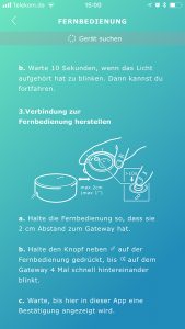 Fernbedienung über Tastendruck verbinden.