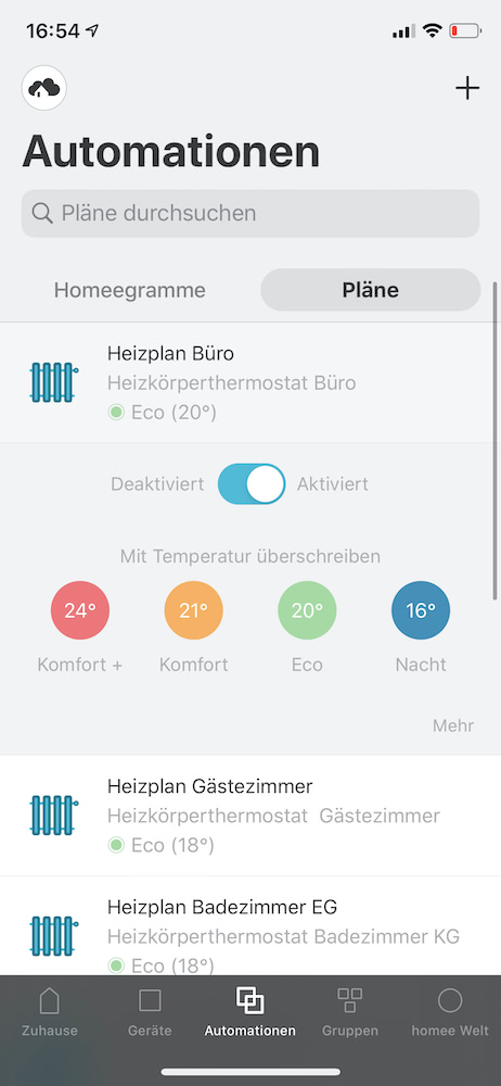 Homee Heizungssteuerung