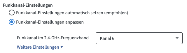 AVM Fritzbox WLAN Funkkanal-Einstellungen