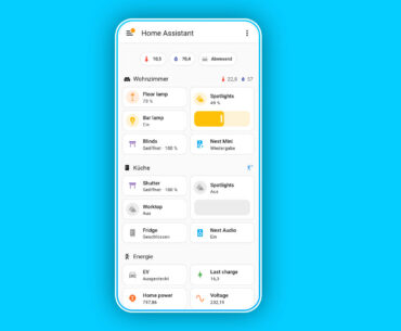 Home Assistant Dashboard auf einem Smartphone – Smart-Home-System im Überblick