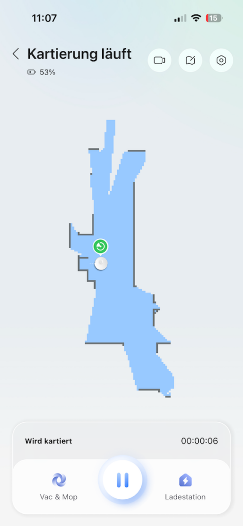 Screenshot der Roborock-App: Kartierung