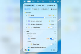 Screenshot: App zur Steuerung der Smart Home Zentrale Homey über die Menüleiste von macOS.