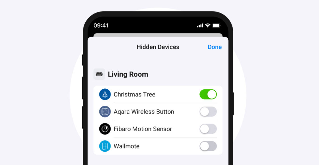 Screenshot der Homey App