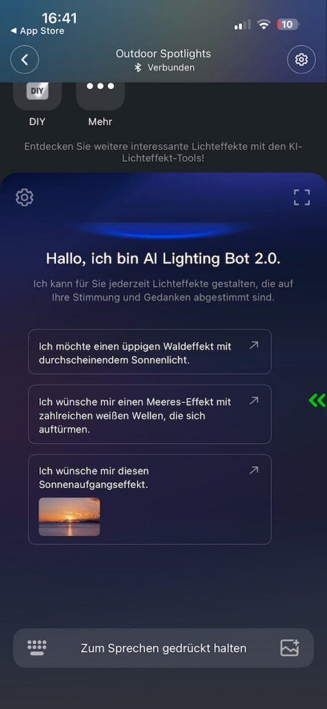 Screenshot: KI Assistent von Govee