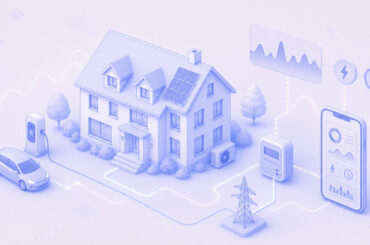 Dynamische Stromtarife: Illustration eines Smart Homes mit Börsenstrompreisen