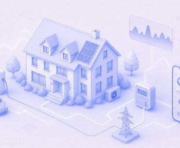 Dynamische Stromtarife: Illustration eines Smart Homes mit Börsenstrompreisen