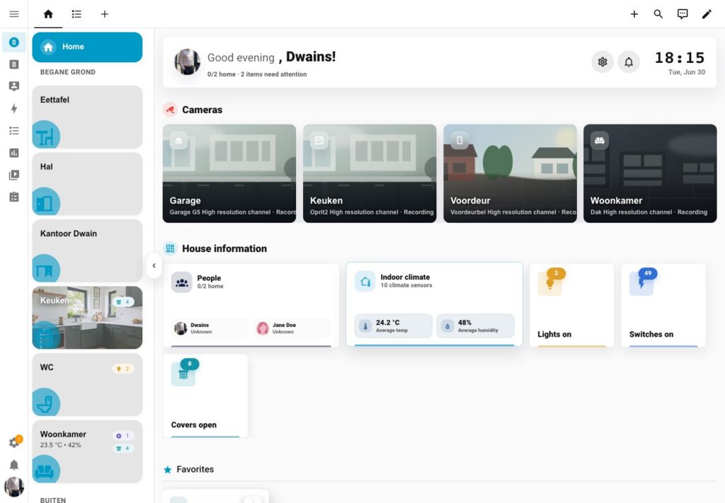 Screenshot: Dwains Dashboard Next