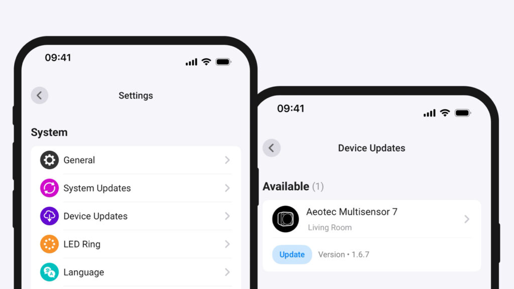 Homey Firmware Update über Zentrale (Screenshot)