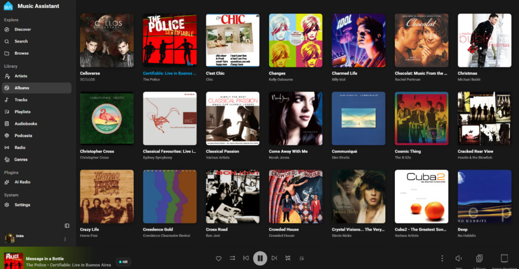 Music Assistant: Screenshot der Oberfläche