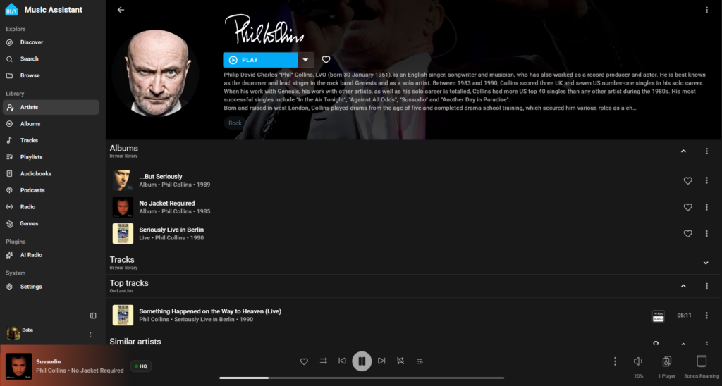 Screenshot: Music Assistant